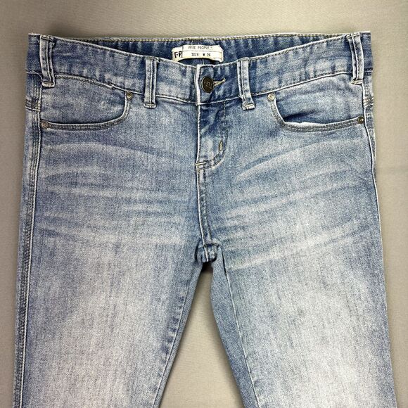 Free People Womens Size 26 Stretch Skinny Slim Straight Jeans Blue Light Wash - Picture 2 of 15